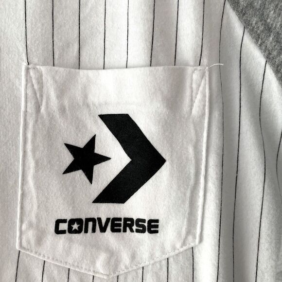Converse striped gray and white baseball pocket t-shirt- Size XS UNISEX - Picture 3 of 8